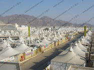Temporary High Peak Tents Glass Door , Outdoor Hajj Tents As Catering / Stay Place