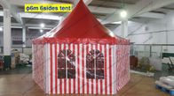 Six Sides Red And White PVC Cover Outdoor Pagoda Marquee With Transparent Windows