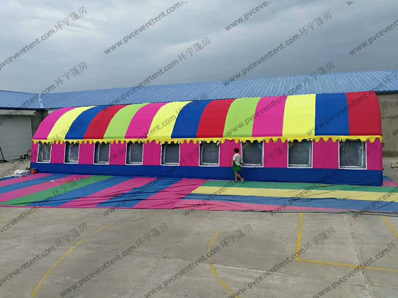 Colorful Semicircle Inflatable Dome Tent PVC Waterproof With Luxury Lining Decoration