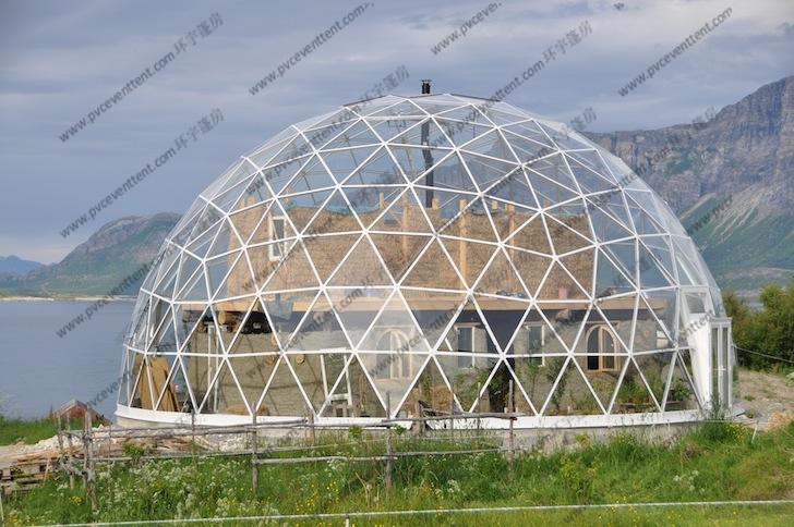 White / Transparent Geodesic Dome Tent Flame Retardant Easy To Assemble
