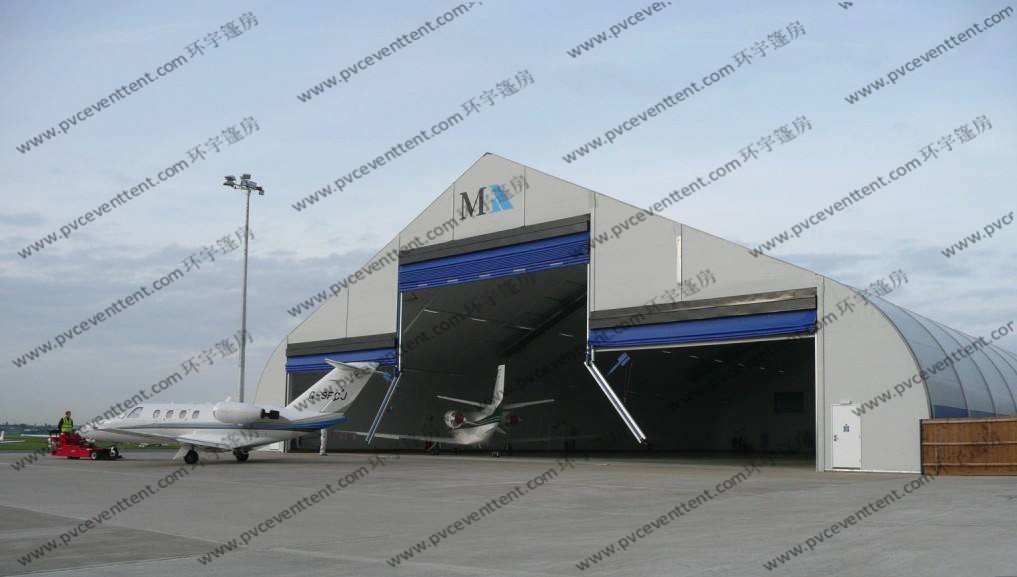 Outdoor Aircraft Hangar Tent , Temporary Garage Tent High Level Industrial Door Design