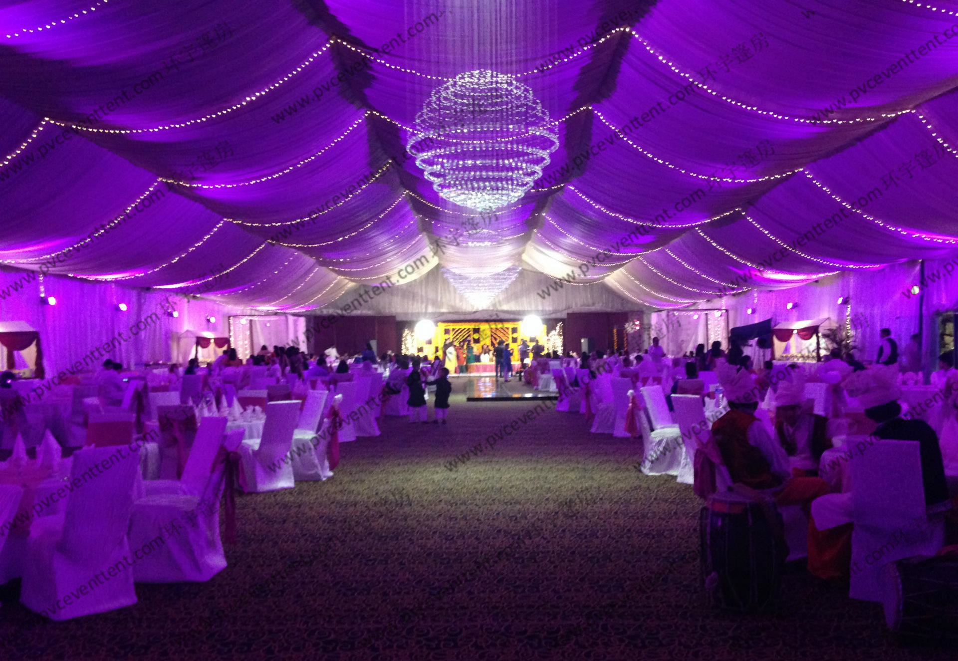 Outdoor Parties Wedding Event Tents With Beautiful Lights Show And Decoration Linging