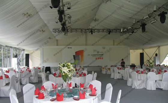 White Aluminum Frame Exhibition Canopy Tent 15m Width With Luxury Lining Decoration