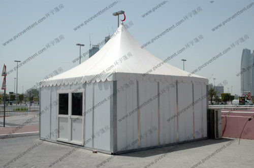 Temporary High Peak Tents Glass Door , Outdoor Hajj Tents As Catering / Stay Place