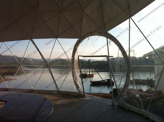 Temporary Strong Geodesic Dome Tent , Dome Shaped Tent With White PVC Roof Cover