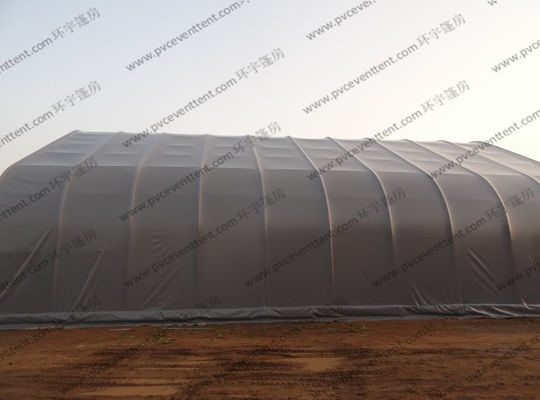 Temporary Curved Aircraft Tent Aluminum Frame Gray PVC Cover 10 x 30m