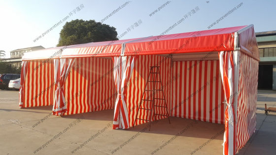 Tear Resistant Outdoor Exhibition Tents 3 x 9m Red And White Glass Solid Wall Strong