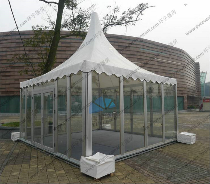 Aluminum Outdoor Pagoda Party Tents , Garden Marquee Tent With Glass Sidewalls