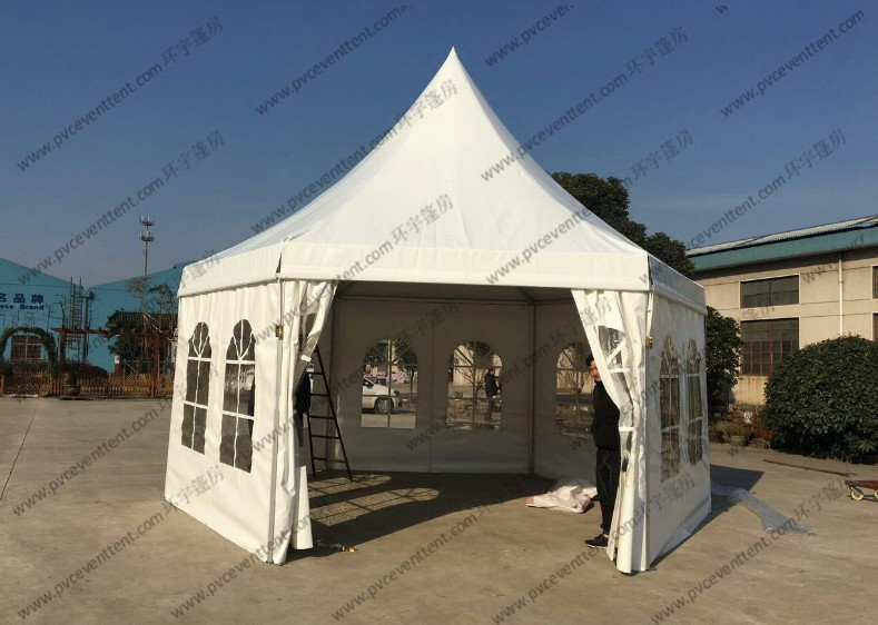 White PVC Cover Pagoda Party Tent , Waterproof Outdoor Event Tent Transparent Windows