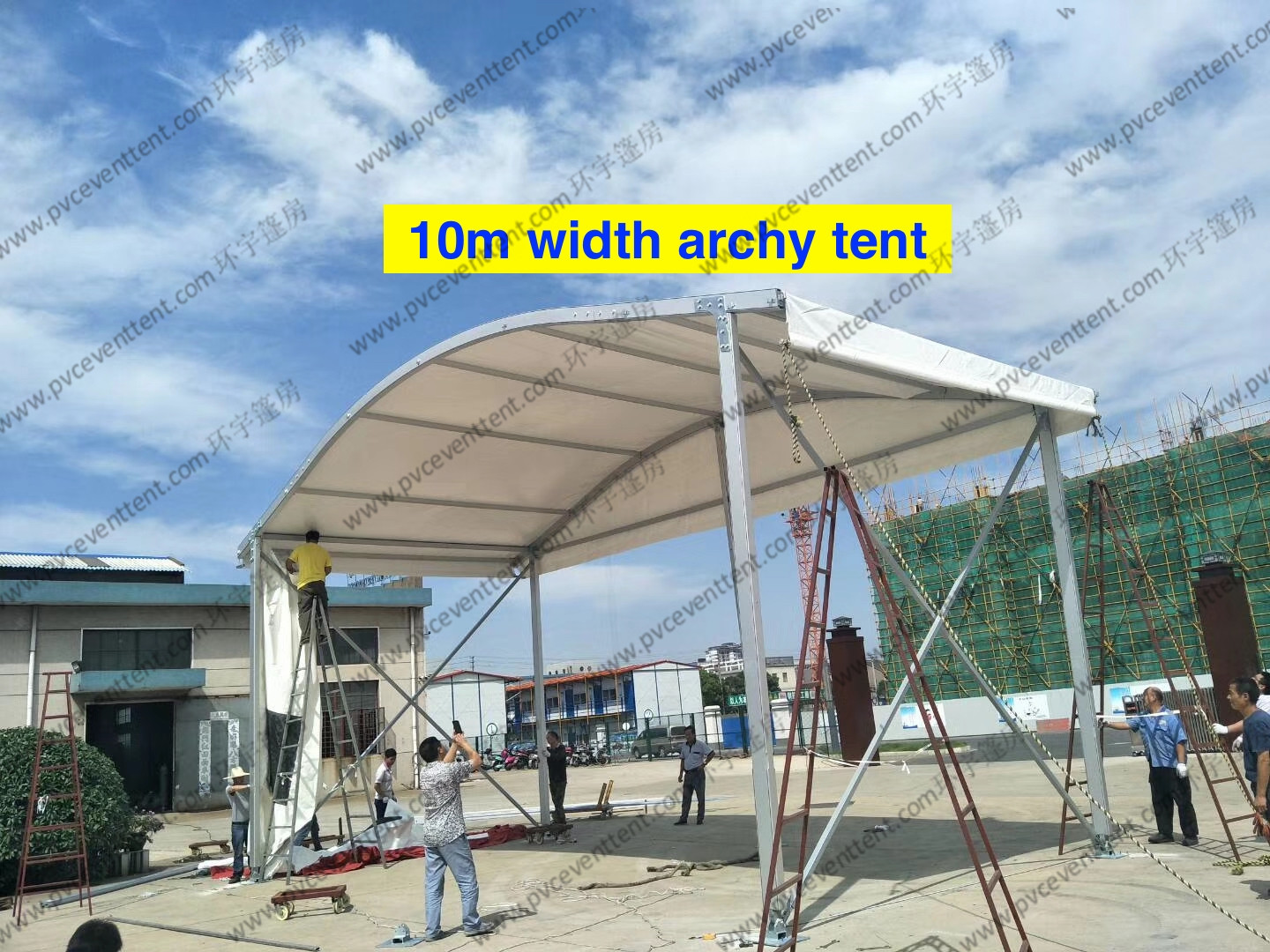 12 To 15m Width Clear Span Archy Storage Tent Aluminum Structure With ABS Wall System