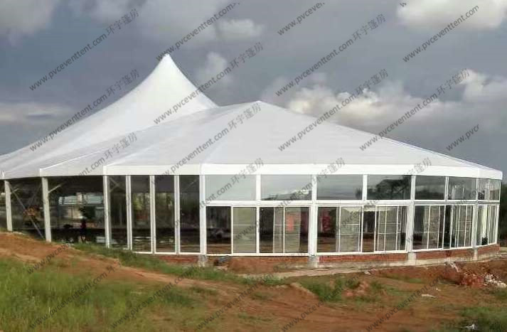 Aluminum Frame Outdoor Circus Tent Combination With Glass Windows For Africa Event