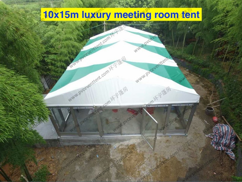 Colorful PVC Cover with Inside Lining Decoration and Glass Sidewalls for Outdoor Event as Business Meeting or Patry