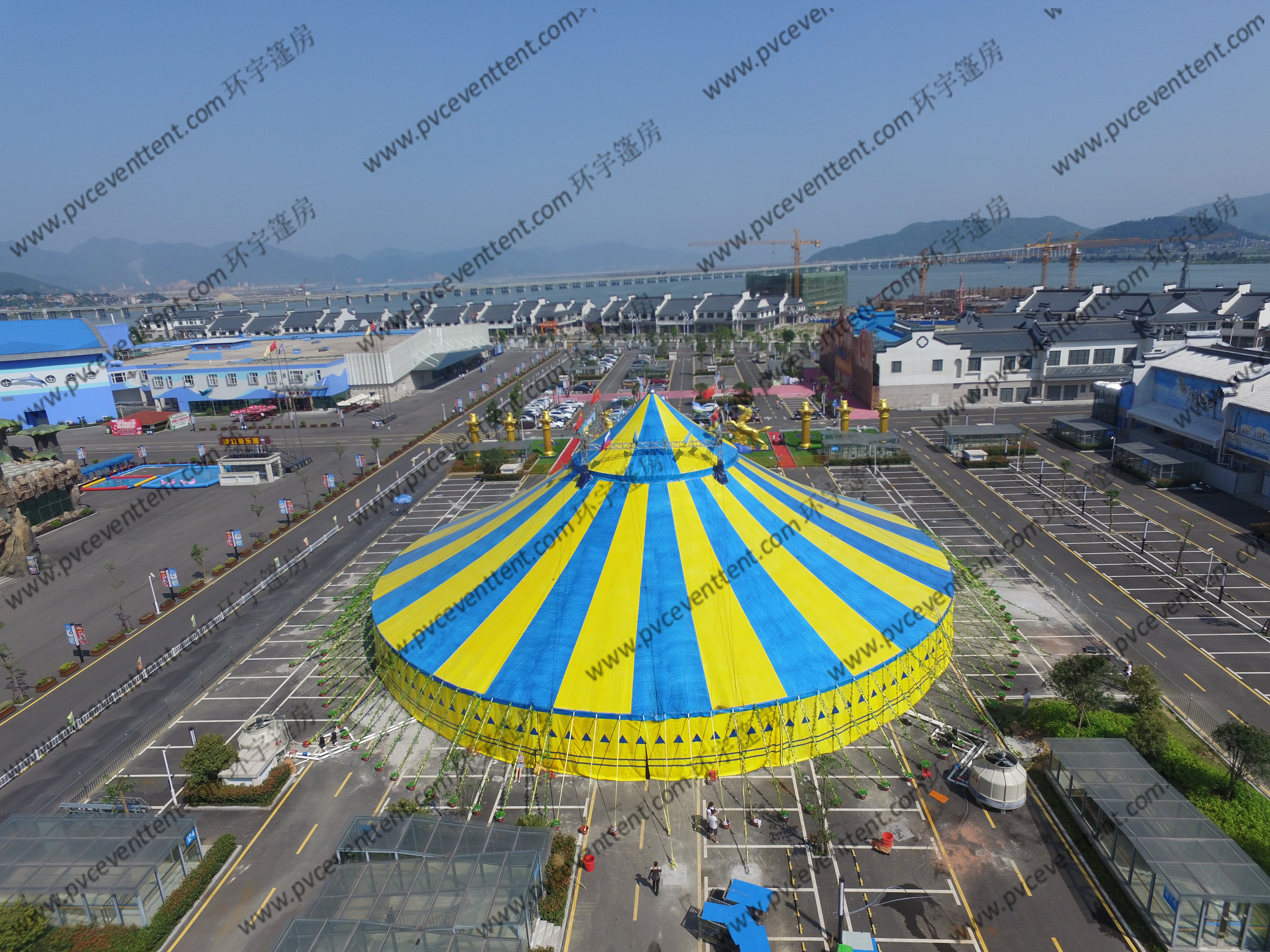 Yellow And Bule Dia 40m Outdoor Circus Tent For Celebration Of Festivals Or Ceremony