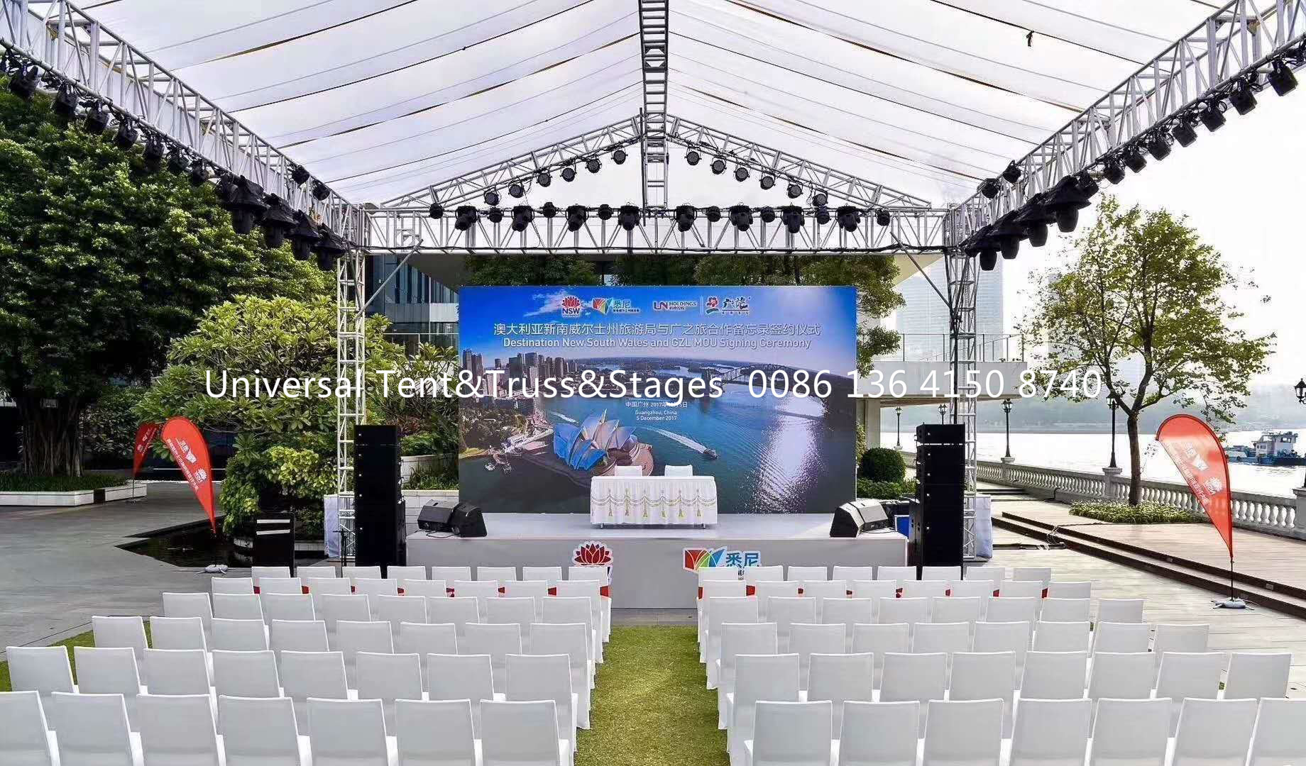 Free Design Stage Lighting Truss System With Roof , 6061 Metal Lighting Truss